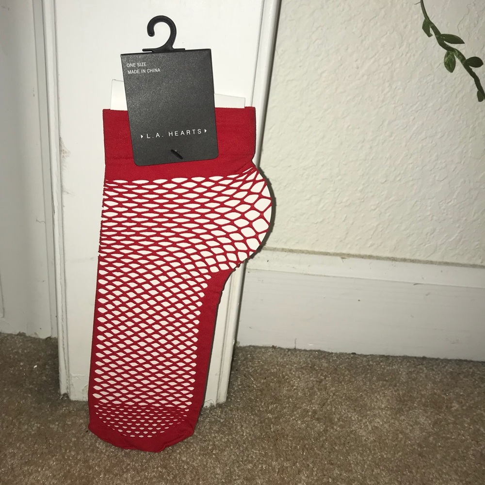 Red Fishnet Socks